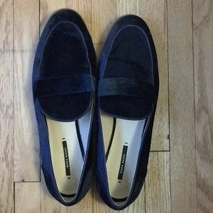 Zara Blue Velvet Loafer